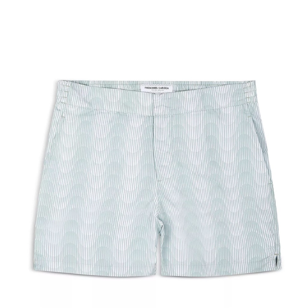 NWT Frescobol Carioca Copacabana Sombra Print Swim Shorts, Size 38 Retail $245